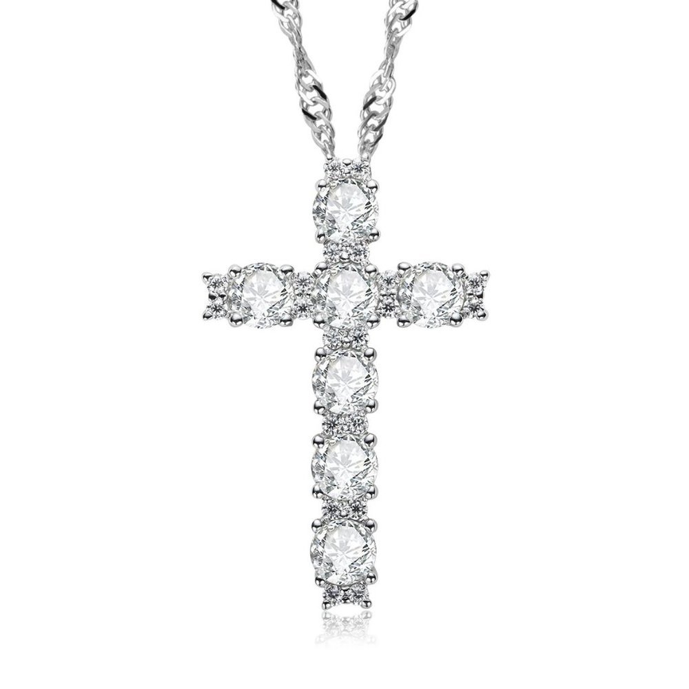 Certified 2.1 ct. t.w. Moissanite Diamond Holy Cross Necklace NEW - Picture 5 of 10